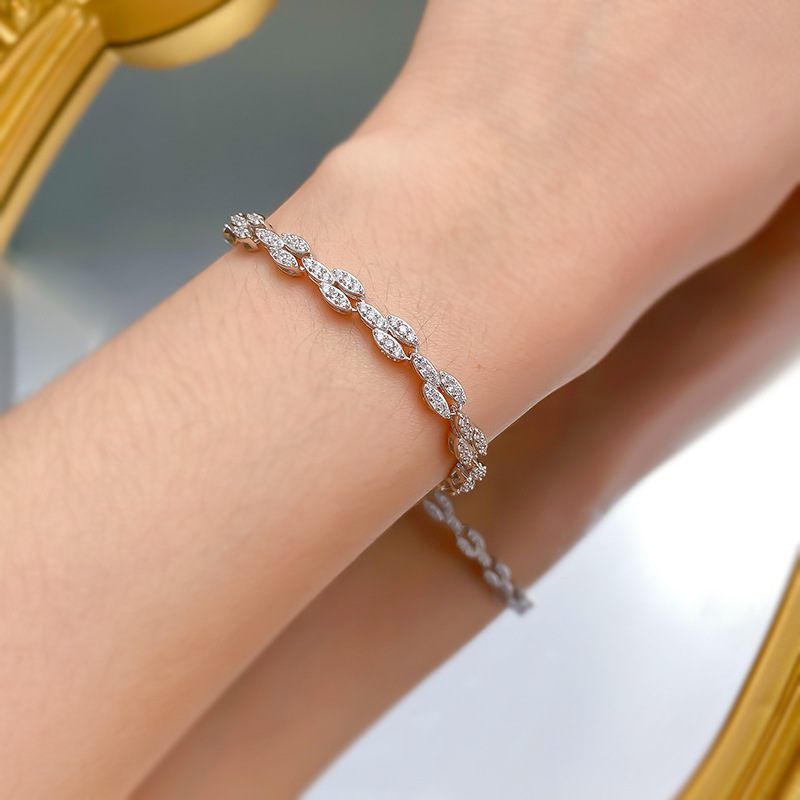 New 925 Sterling Silver Hip Hop Cuban Link Full Diamond Tennis Bracelet for Couples Unique European American Design
