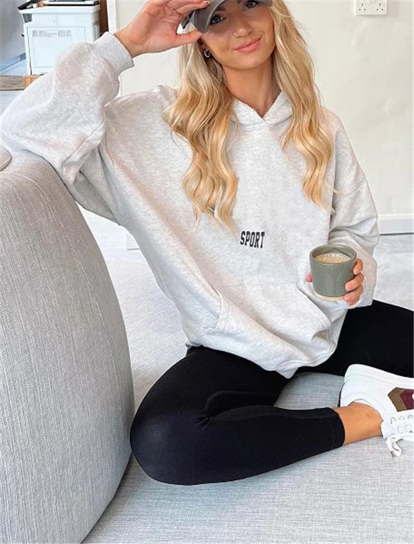 Hoodie femme lettres sport coton sweat à capuche décontracté hiver automne sweatshirt 2024 mode streetwear tops oversize