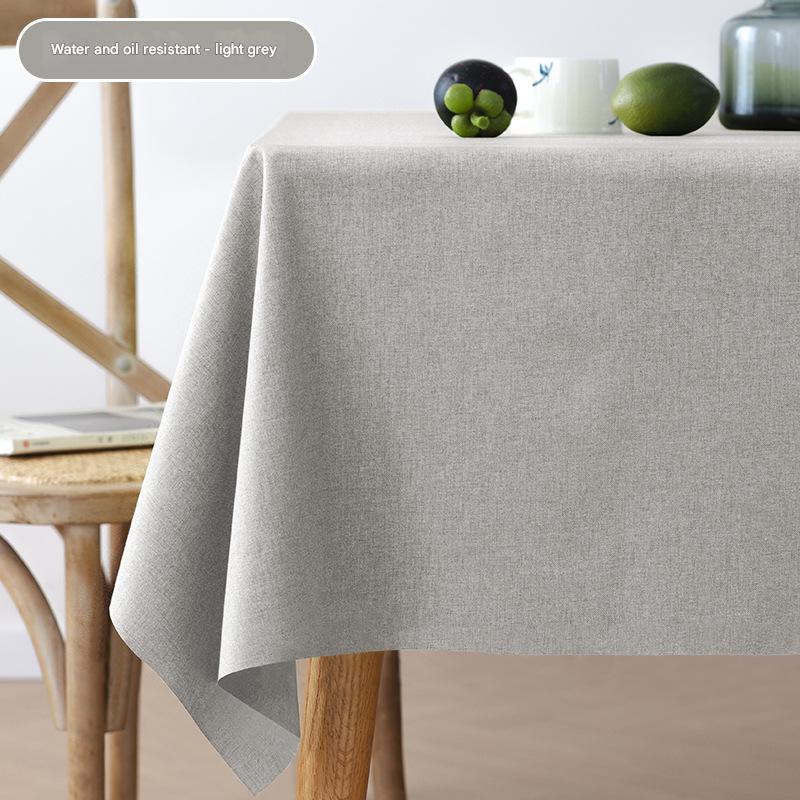 A702 Fabric cotton and linen tablecloth waterproof and oil-proof solid color rectangular tablecloth dust cover towel household coffee table tablecloth