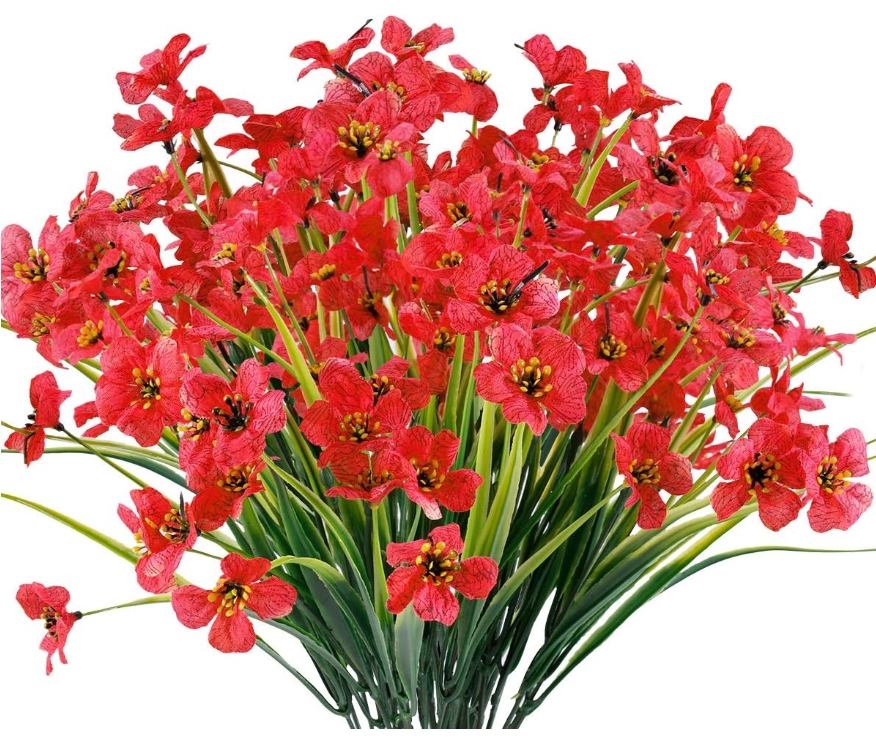 Artificial Flowers UV Resistant Fake Flowers Garden Home Wedding Farmhouse Festive Shrub Decor