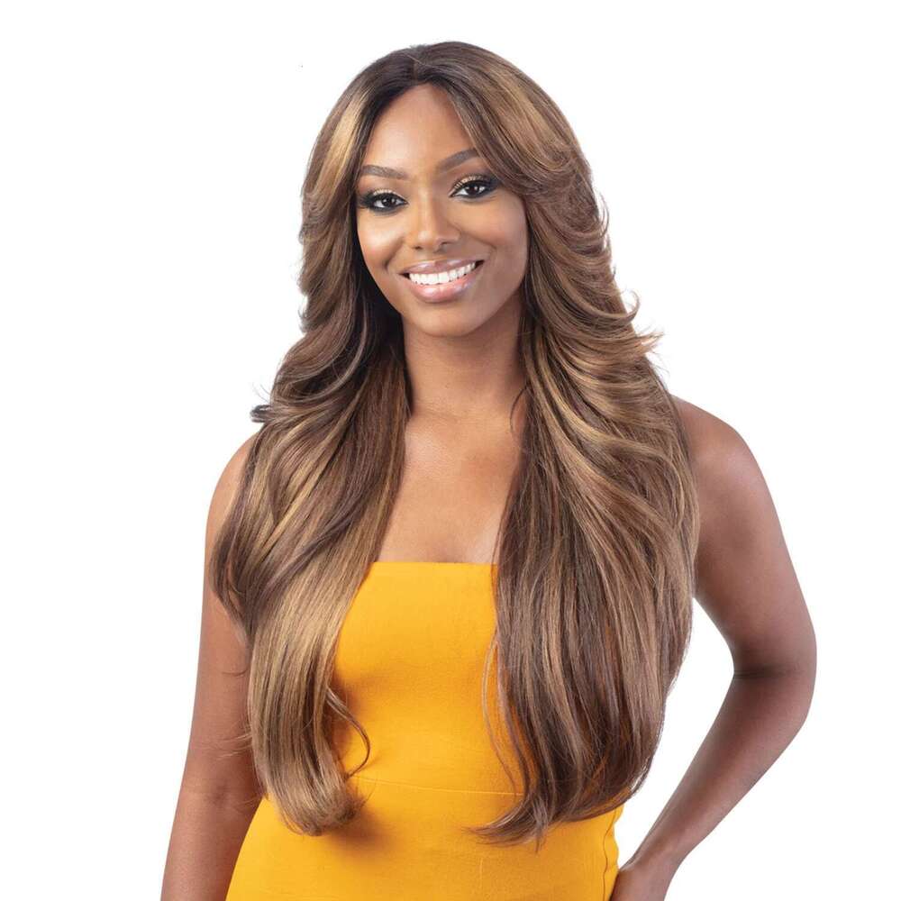FreeTress Equal Curtain Bangs HD Lace Front Wig Bombshell - Long Layered Blow Out Style, Glueless, Easy to wear