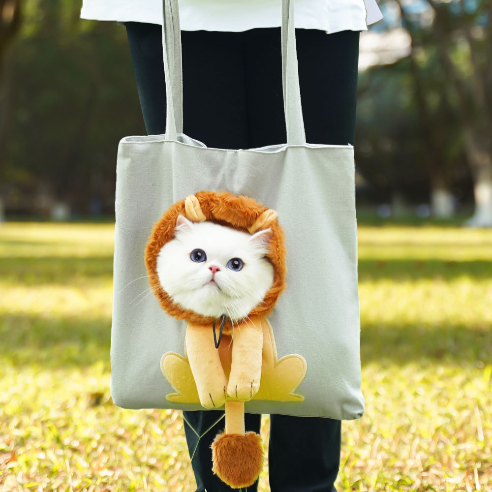 2025 new Pet Canvas Shoulder Carrying Bag, Cute Cat Carrier, M Size Portable Kitten, Puppy Tote, Comfort Carriers Small Do