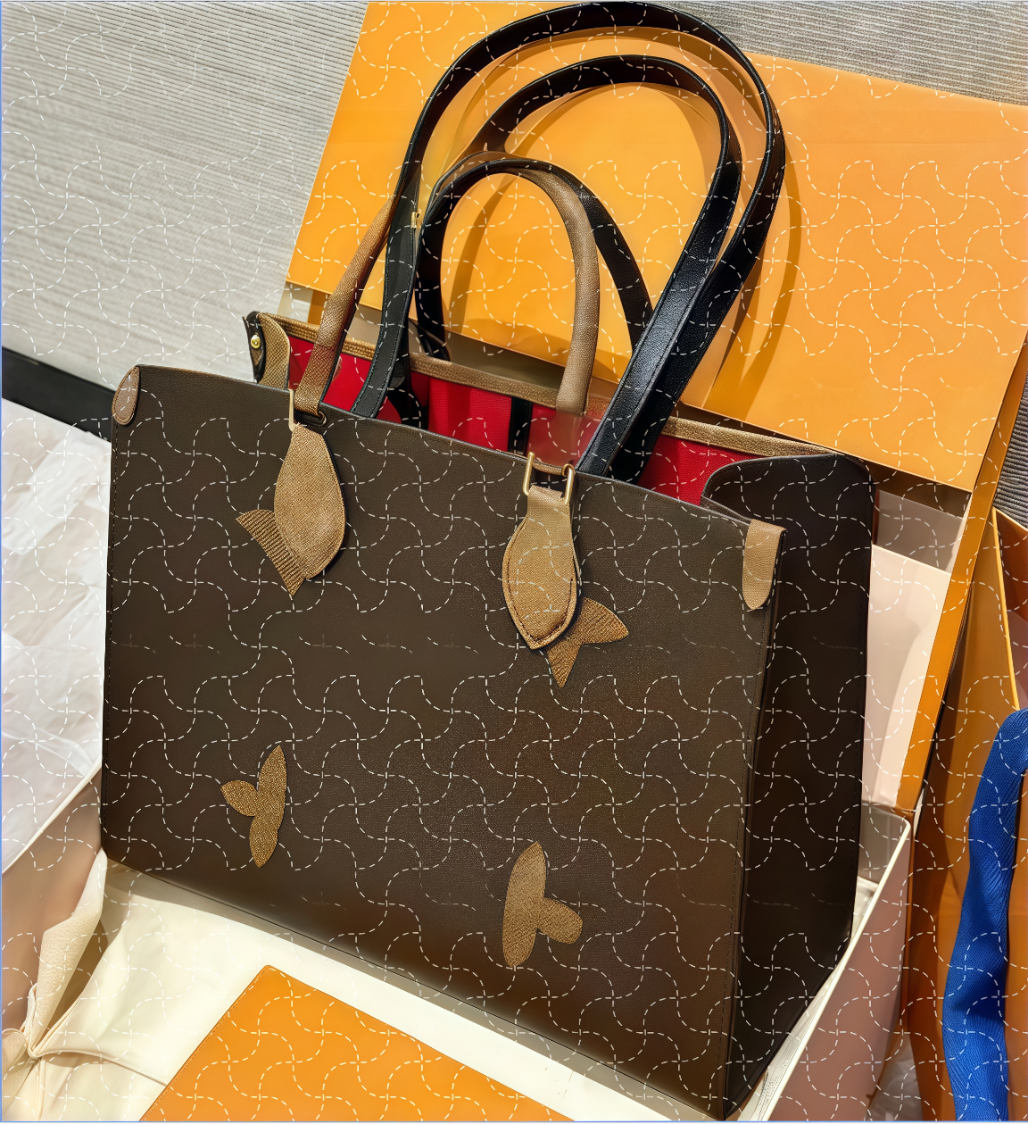 Designer On The Go Emed Flower Large Capacity GM MM Tote Fashion Sac Femme Shoulder Bags Women Handbag Handle Ladys The Totes Bag S Female