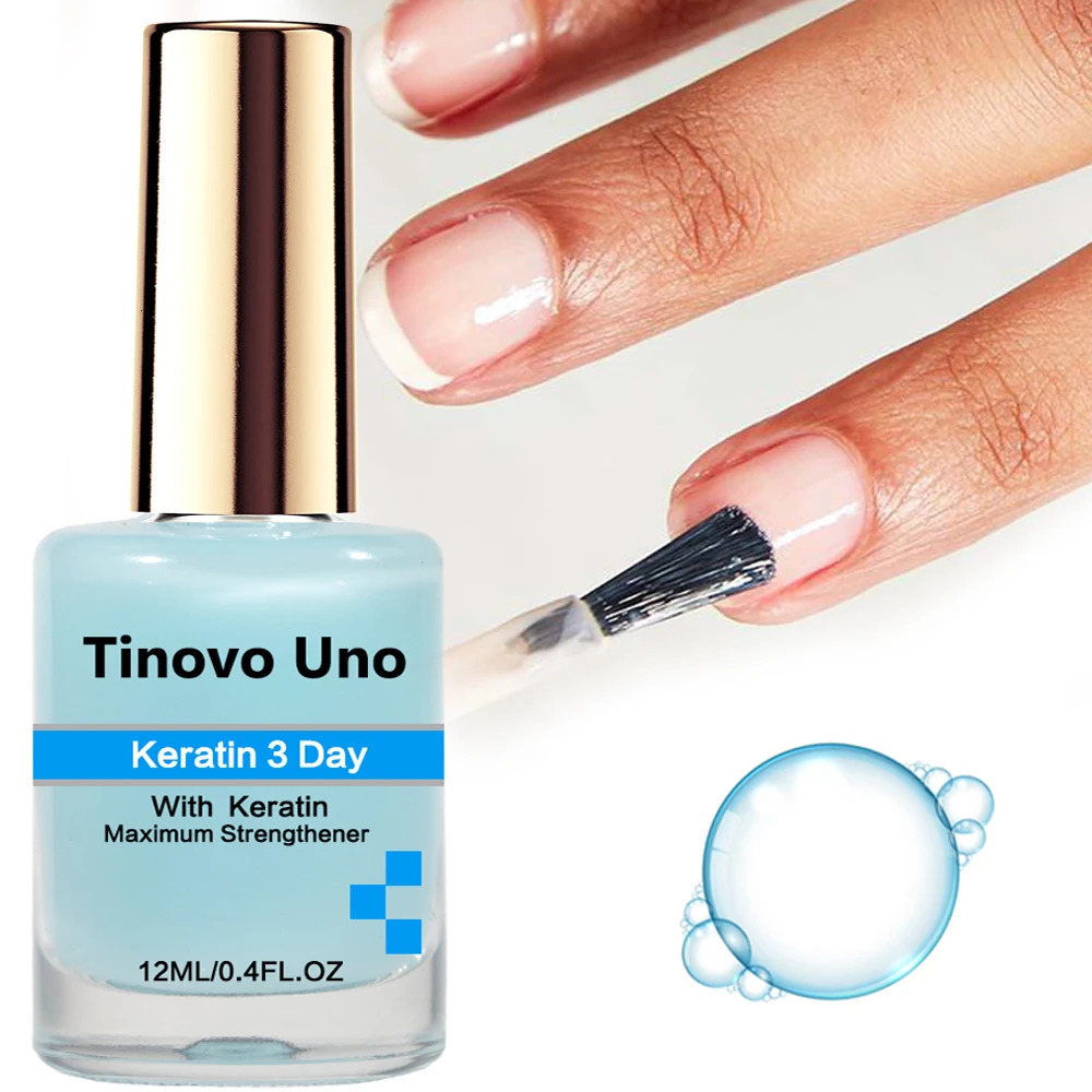Tinovo Uno Keratin 3 Day Nail Growth Light Blue Maximum Strengthener for Damaged Nails 12ML Protein Nail Art Treatment Care Tool 250519