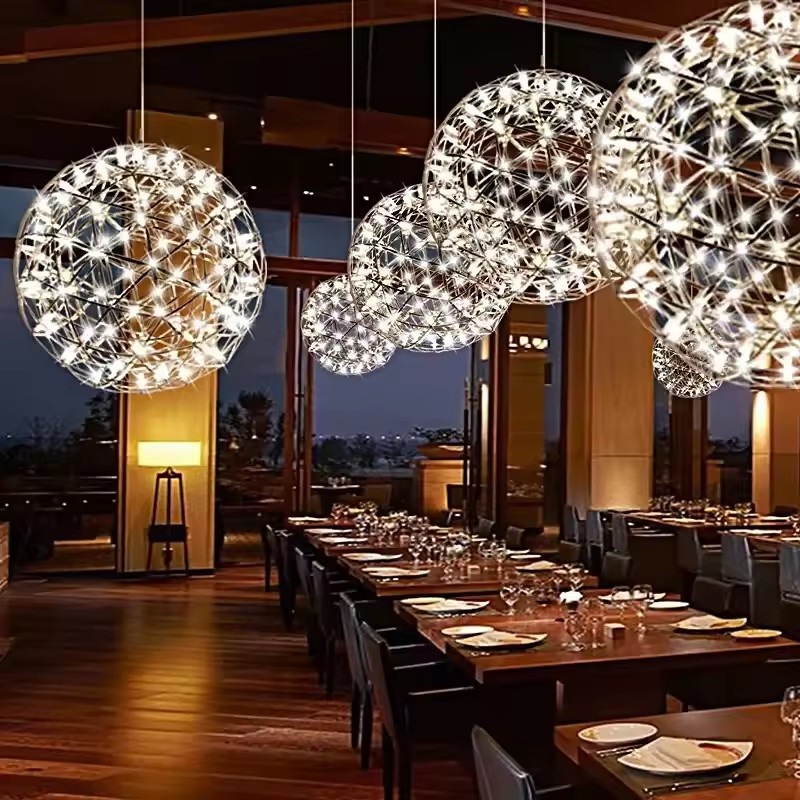 Pendante moderne en acier inoxydable Circle Circle Pendant LED LED LED LAMPE LAMPE DE BOULLE DE RETRAITE