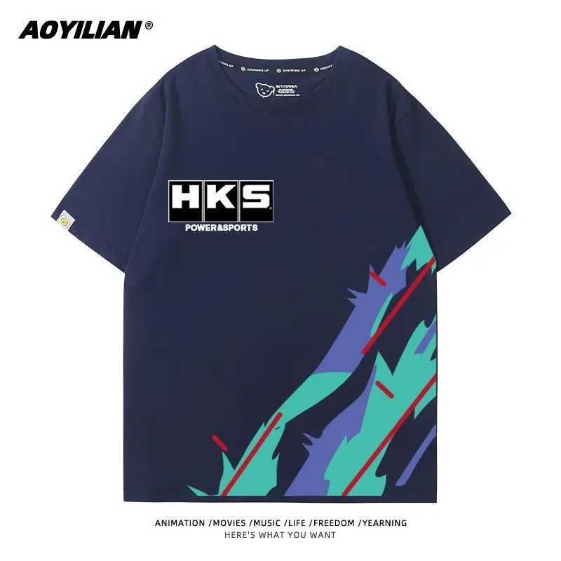 JDM Japanese Performance Car HKS Car Modification Culture Short-sleeved T-shirt Mens and Womens Cotton Half-sleeved Summer J250515