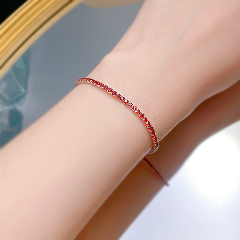 Elegant European Style Genuine S925 Sterling Silver Womens Bracelet Studded with Lustrous Diamonds