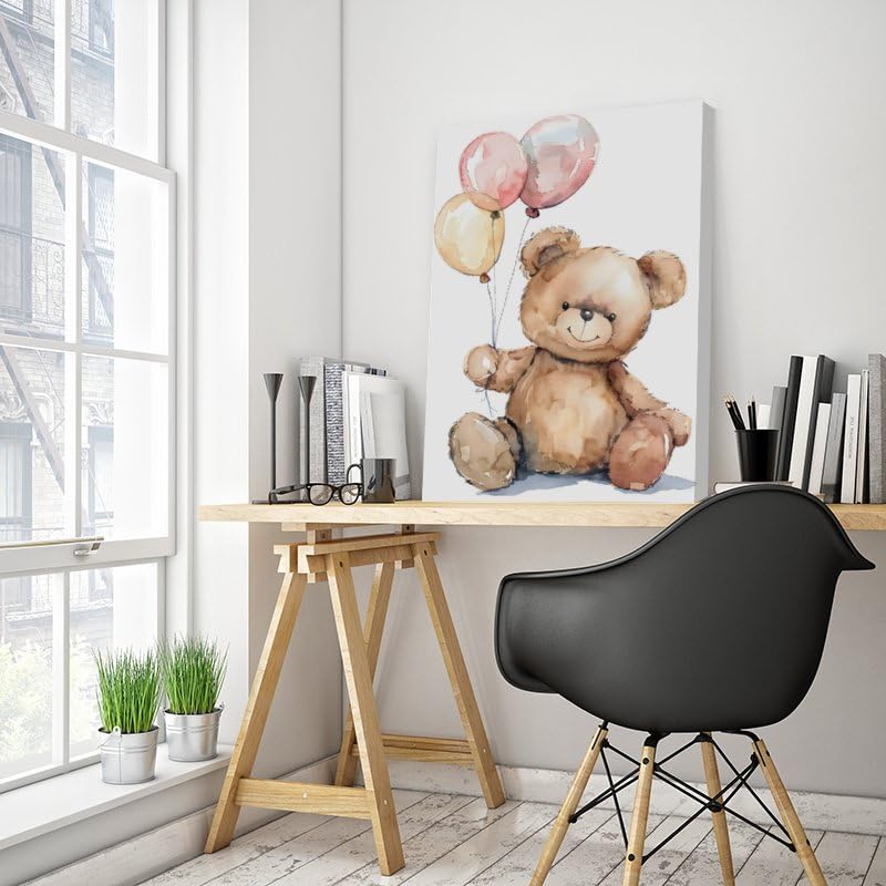 Generic Watercolor Baby Teddy Bear Children's Room Canvas Poster Wall Art Decor Print Picture Paintings for Living Room Gift ForBedroom Decoratio