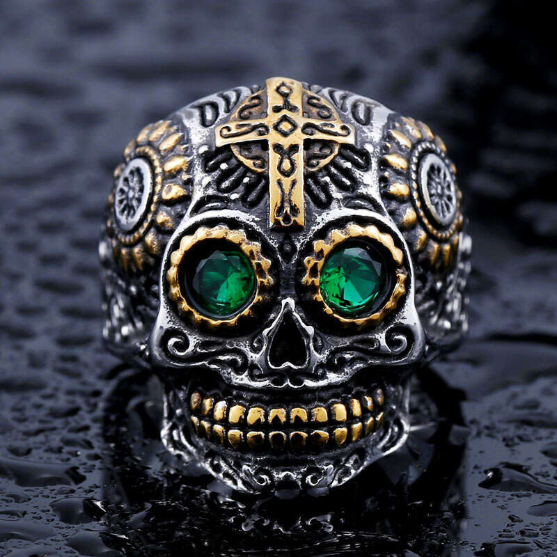 Personalized Men's Titanium Band Ring with Iron Warrior Punk Pattern for Easter and Wedding
