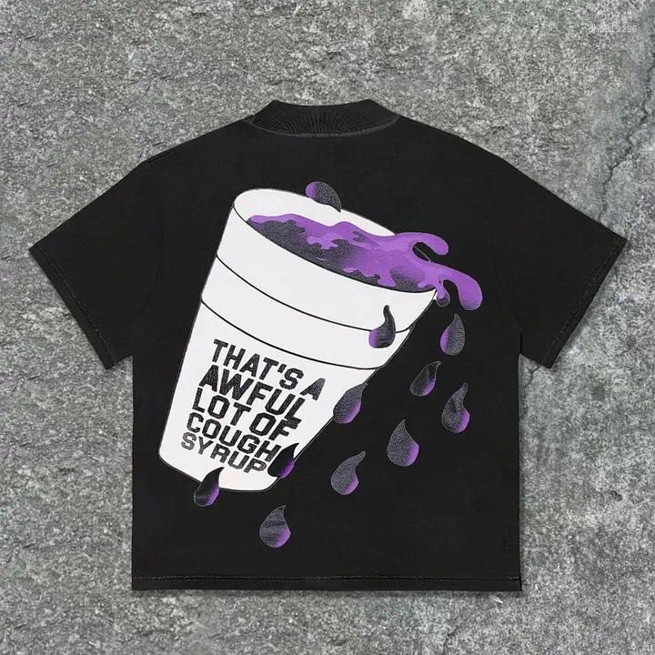 Men's T Shirts That's A Awful Lot Of Cough Syrup Po Up Graphic Cotton T-Shirt Unisex Harajuku Vintage Streetwear Men Clothing