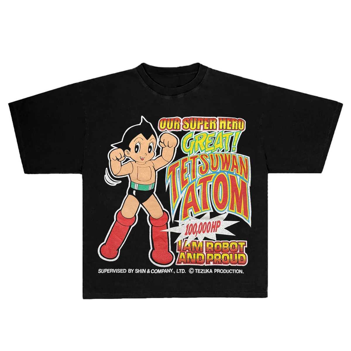 2025 European and American INS Classic Retro Cartoon Printed Top T-shirt Casual Large Size Hip-hop Mens and Womens Top T-shirt J250515EBP0