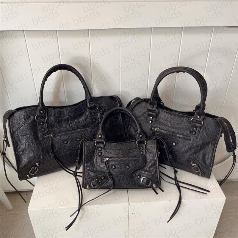 Leather Women's Handbag Crossshoulder Le city Le Cagole Bag Solid color Storico Handbag Women's Motorcycle Tote Bag 5a