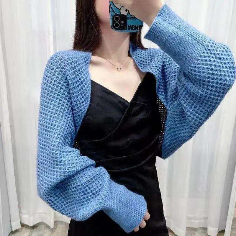 K767 Summer internet celebrity monochrome knitted cuff air conditioning shawl exterior solid color fashionable age-reducing four seasons multi-purpose