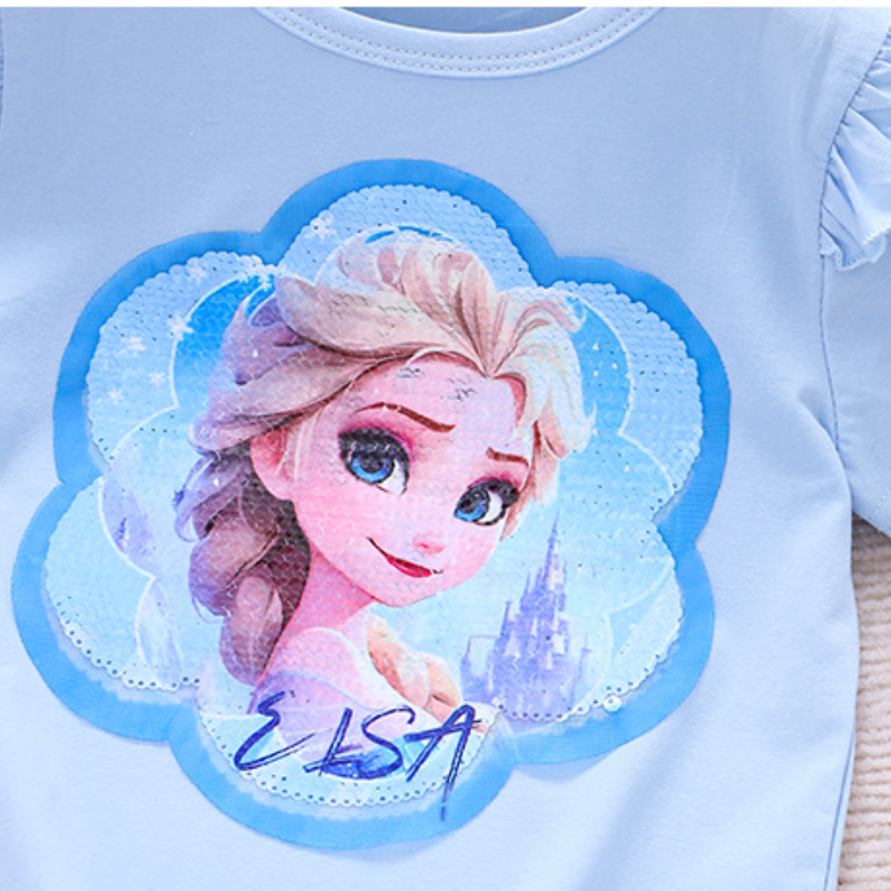 DISNEY Frozen Princess Elsa toddler designer clothes Little girl's short-sleeved children's t-shirt baby girl summer children's clothes