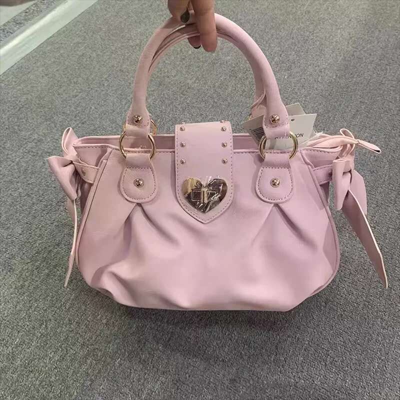 Brand Pink Bow Handbag High Quality Large Capacity Ladies Messenger New Japanese Retro Commuter Women's Bag