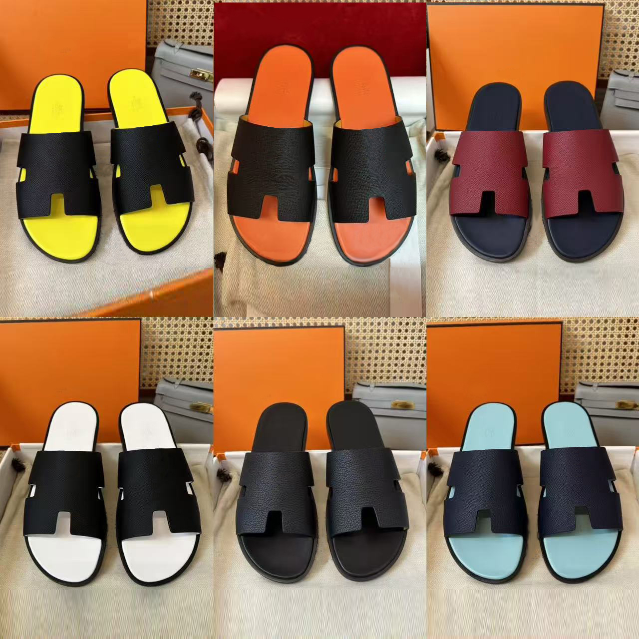 designer sandals for men slides sandale mens flat slippers sliders shoes bottom flip flops summer casual beach sandal real leather top quality with box