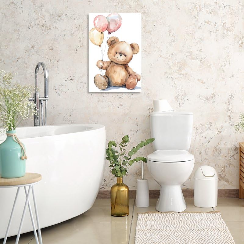 Generic Watercolor Baby Teddy Bear Children's Room Canvas Poster Wall Art Decor Print Picture Paintings for Living Room Gift ForBedroom Decoratio