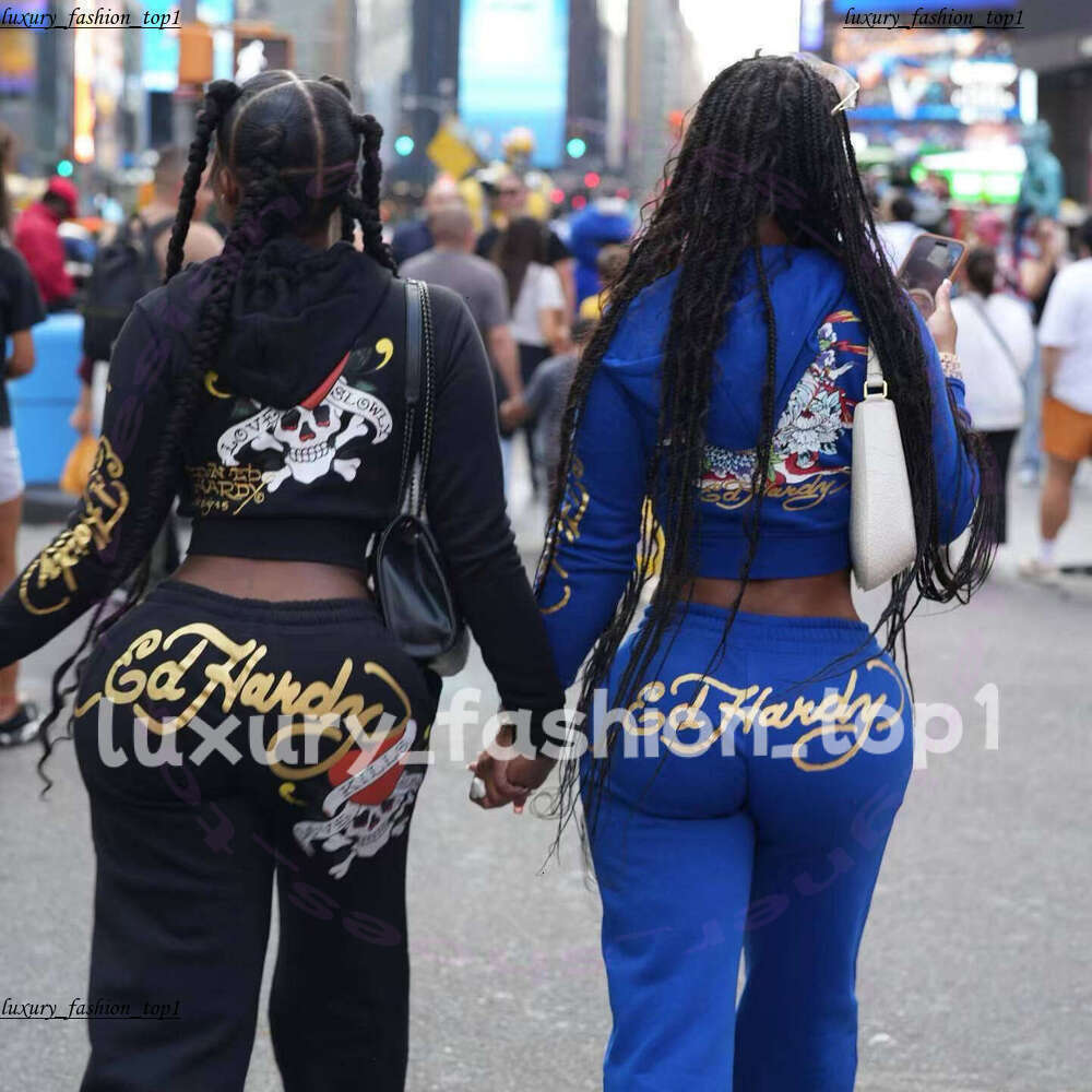 ed hard set Women's Tracksuits Summer Designer Printing Shorts Two Piece Sets Women Polo Nack Crop Top And Outfits Fashion Y2K Matching 2pcs Streetwear 971