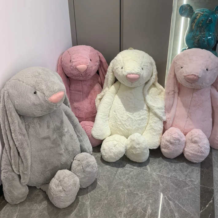 Plush Dolls Classic Shy White/Silver Grey/Deep Pink/Light Pink 108cm Bonnie Rabbit Soothing Doll Cute Plush Toy