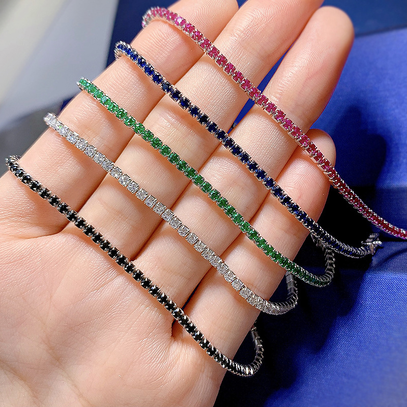 Elegant European Style Genuine S925 Sterling Silver Womens Bracelet Studded with Lustrous Diamonds