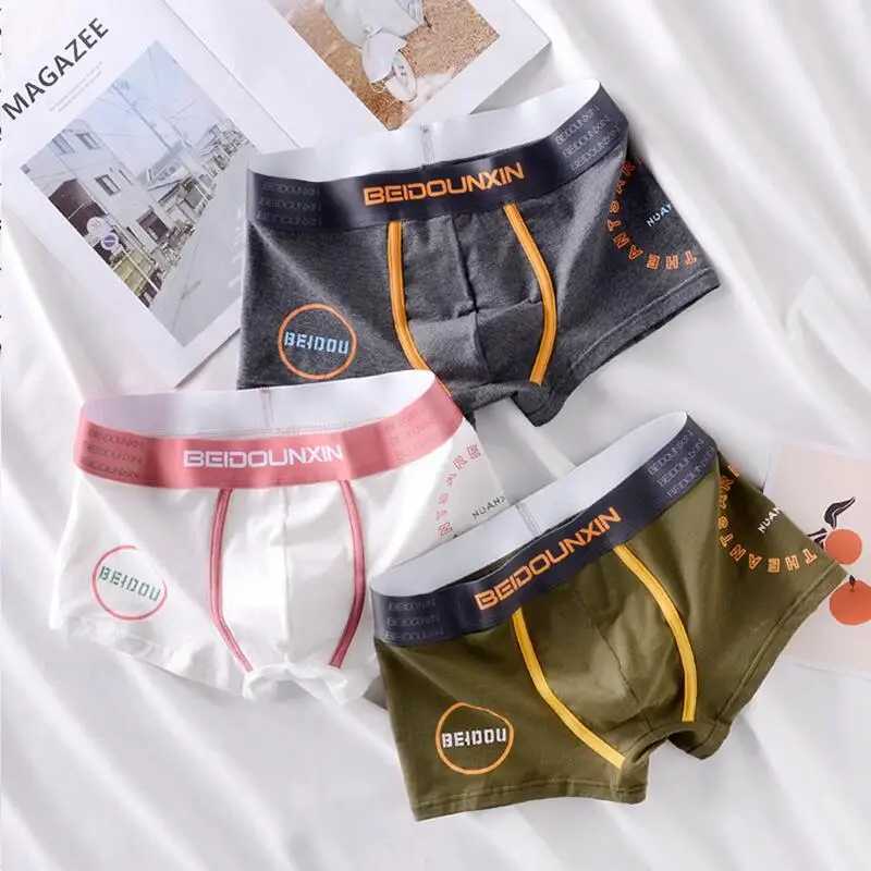 Breathable Cotton Boxer Shorts Elastic Waisand Mens Underwear Color blocking Men Underpants 3D-Pouth Male Boxer Briefs J250516