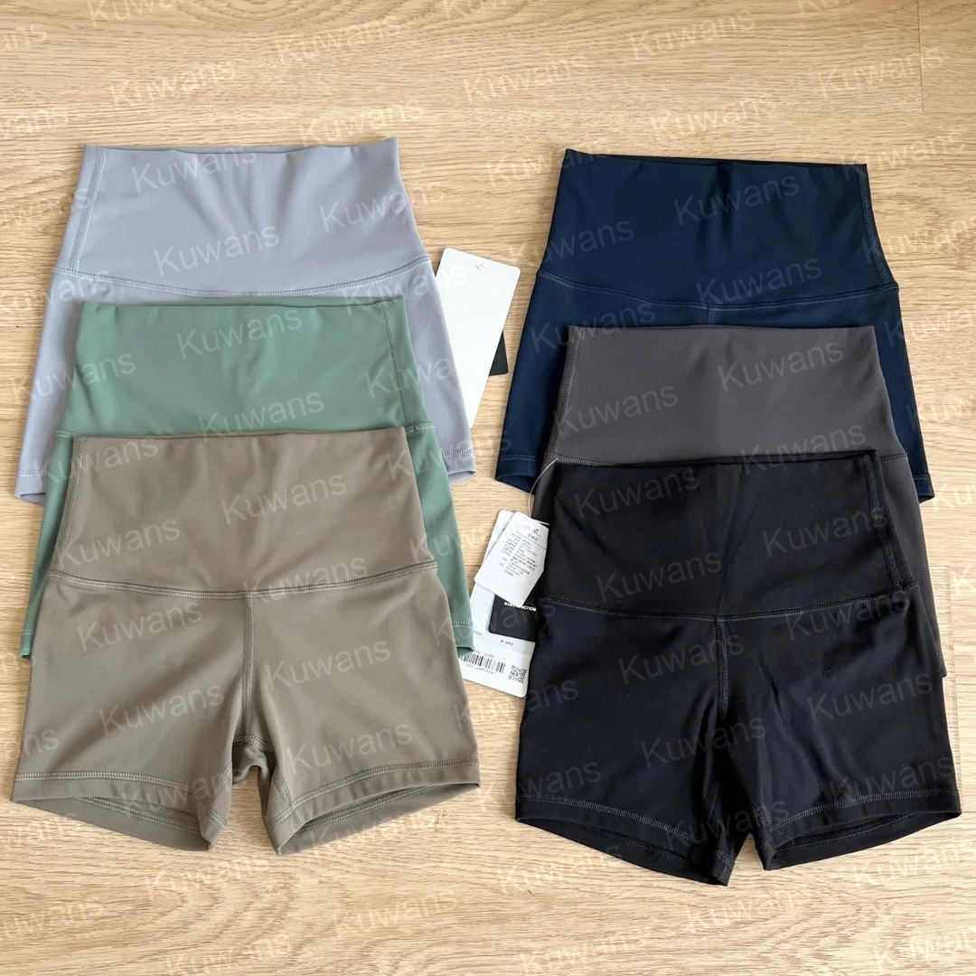 Women Yoga Align High-Rise Shorts 4'' Waist Sports Pants Gym 4 Inches Straight Lycra Shaping Leggings Fitness Jogging Sleeves Leggings Elastic