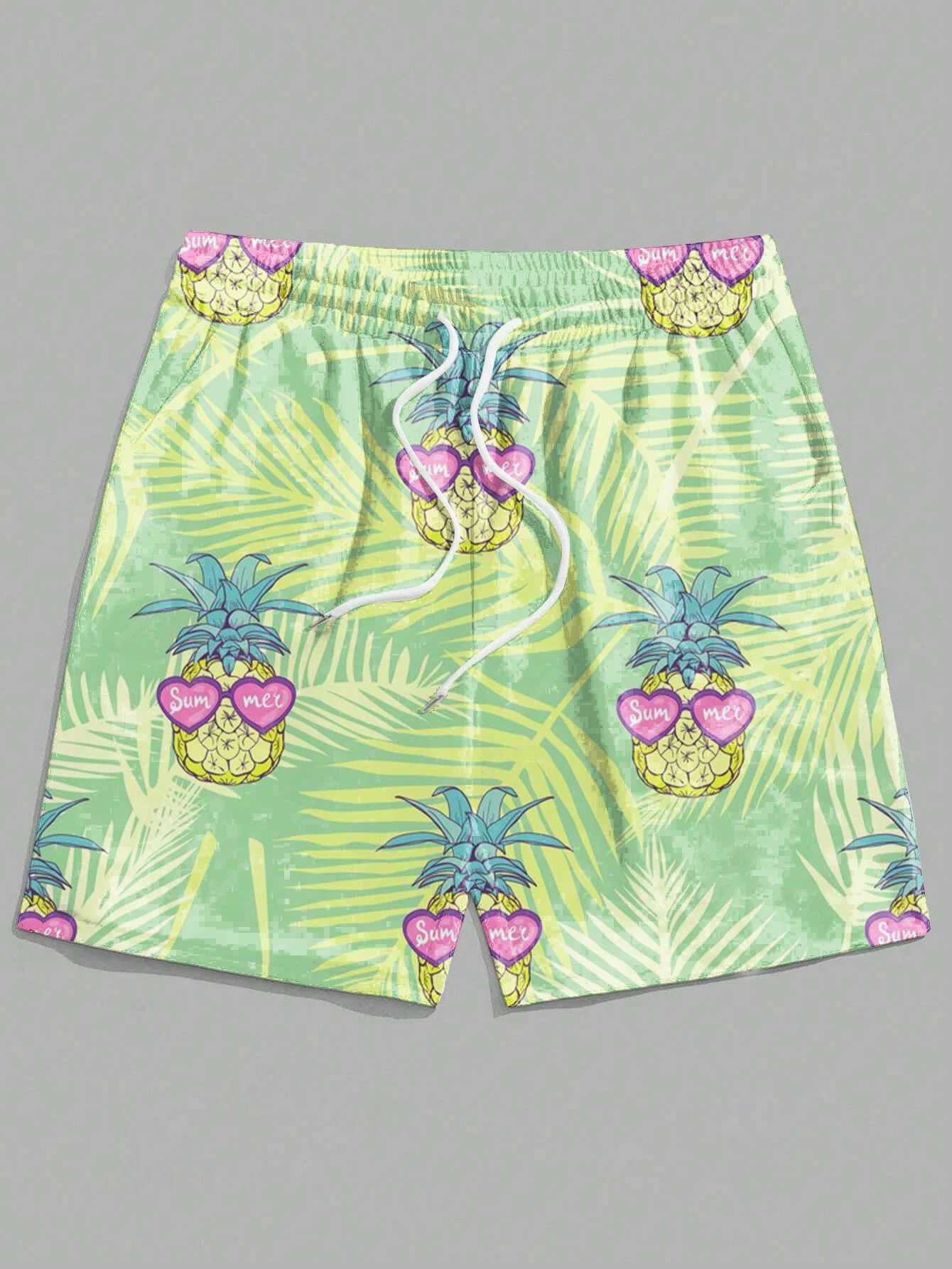 Mens Hawaiian Swim Trunks 3D Hawaiian Pineapple Print Beach Shorts Quick Dry Outdoor Leisure Sports Shorts Fashion Mens Shorts J250515Y46Q
