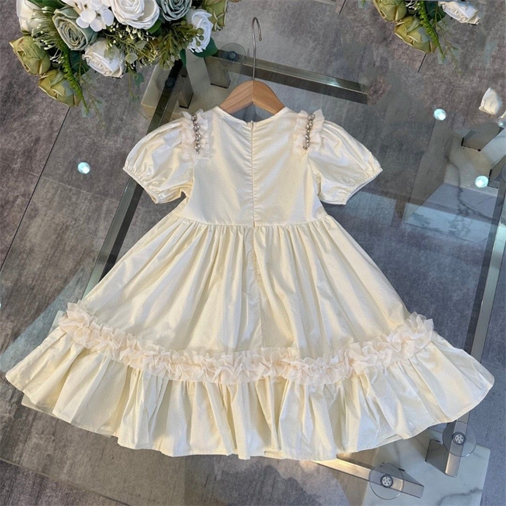 Dresses letter summer fashion short-sleeved dress girl designer clothing casual print princess pleated skirt 90-160CM A18