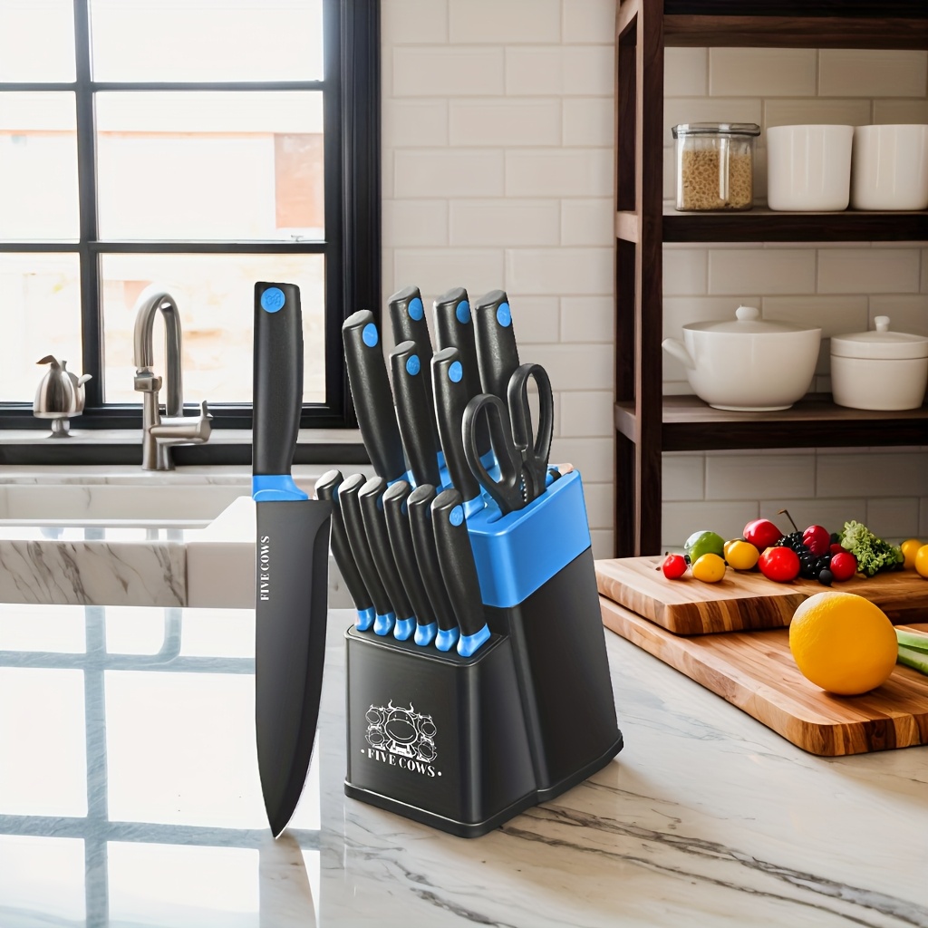 14 Pcs/set Professional Kitchen Knife Set with Sharpener, High Carbon Stainless Steel Chef's Knife Set, Sharp and Rust Resistant, Suitable for Ho