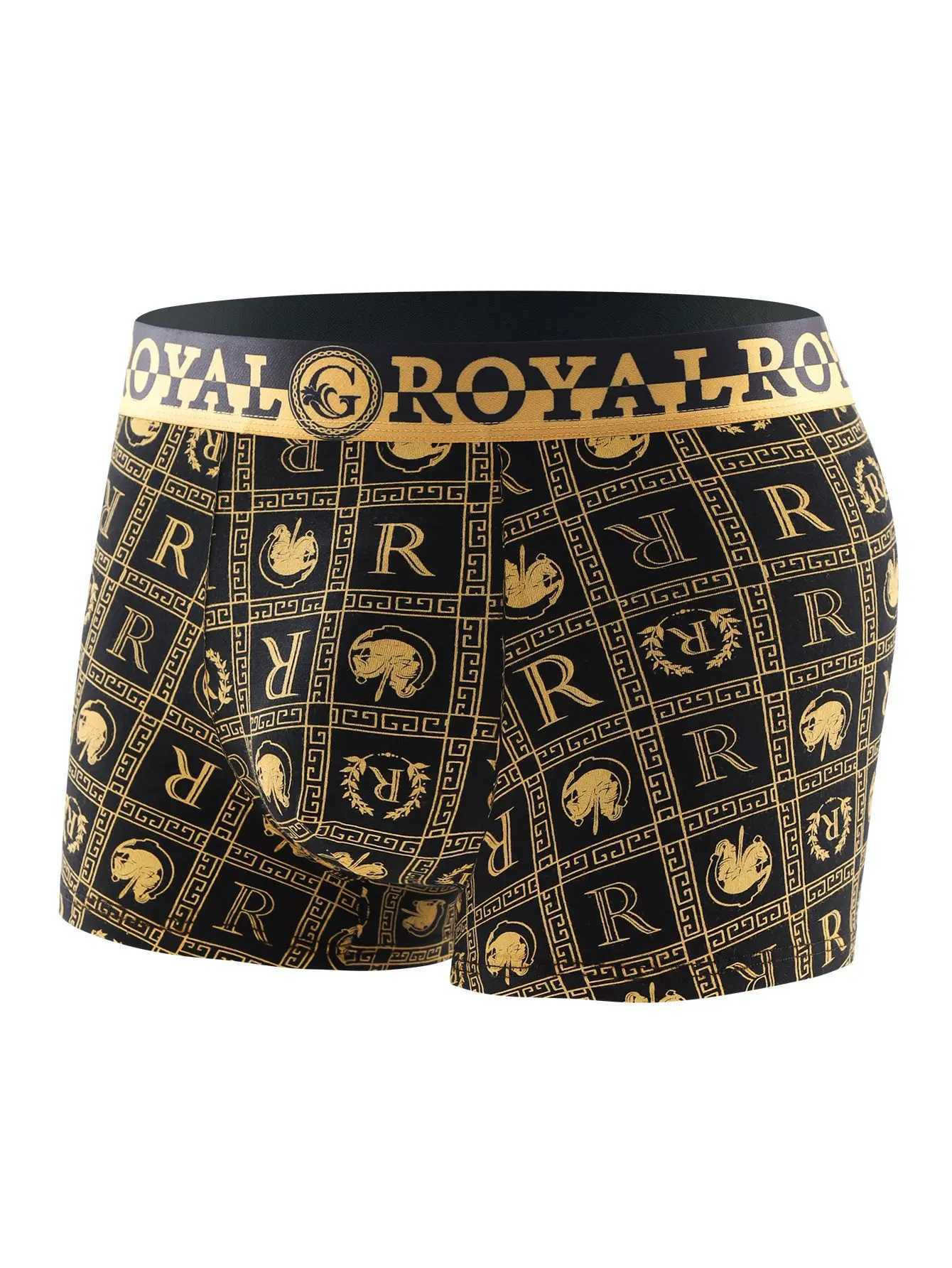 4 pieces of mens underwear boxer shorts mens underwear black and gold boxer underwear breathable mens plus size universal J250516