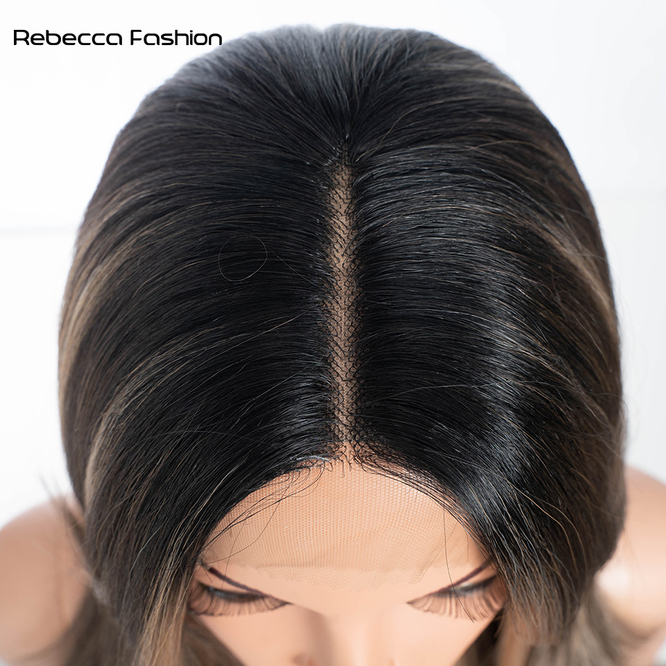 Rebecca Fashion Synthetic Lace Front Wig Cosplay 26" Lace Straight Ombre lace Wig part Wig Blonde Wigs For Women Wig