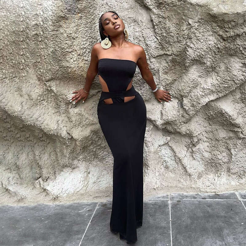 Sheath Dress Summer New Strapless Slit Long With A Stylish Design Sexy And Spicy Girl S Hip Hugging Dress Summer Dress