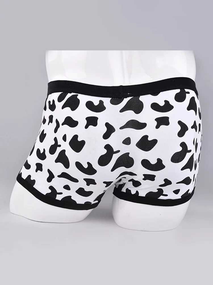 Mens Sports Boxers Underwear Underpants Sport Black L XL XXL Cartoon Cow Printing Ventilate Fashion Fitness Casual Comfortable J250516
