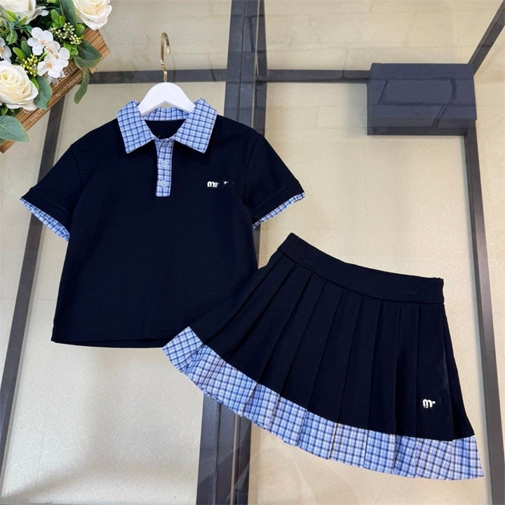Dresses letter summer fashion short-sleeved dress girl designer clothing casual print princess pleated skirt 90-160CM A18