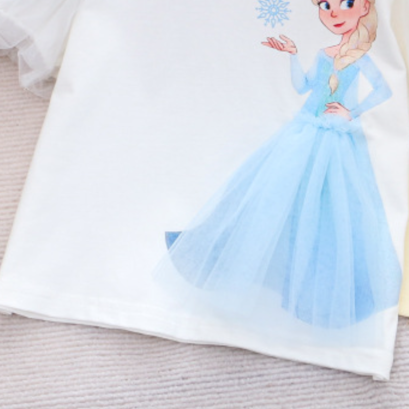 DISNEY girls designer clothes toddler designer clothes Frozen Elsa princess Little girl's summer clothes short sleeves comfortable and soft.