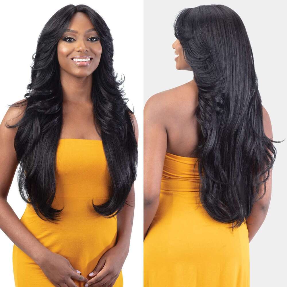 FreeTress Equal Curtain Bangs HD Lace Front Wig Bombshell - Long Layered Blow Out Style, Glueless, Easy to wear