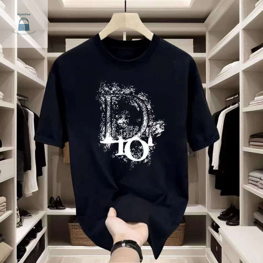 Trendy 2025 Summer Pure Cotton Men's Round Neck Short sleeved T-shirt with Loose Printing New Casual Top