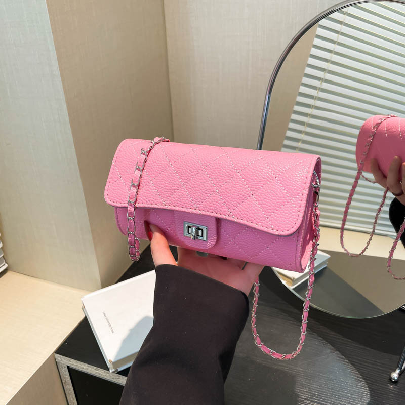 Free Delivery Designer Bag 2025 New Fashionable Diamond Grid Chain Small Fragrance Style Niche Wallet High Appearance Versatile Women's Crossbody