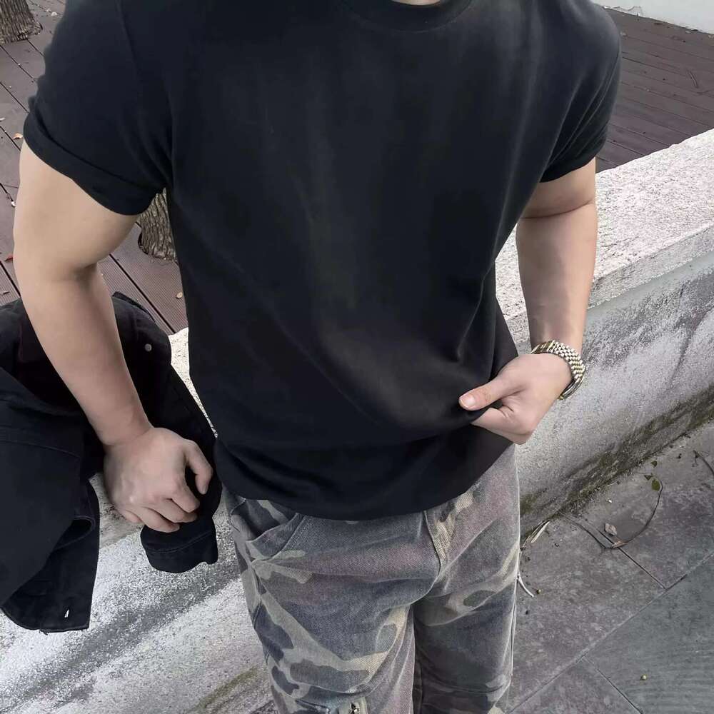 DHEssentials Blank American Vintage 420GSM 100%Cotton Street T-shirt Acid Washed Round Neck Men's Short Sleeved Shirt