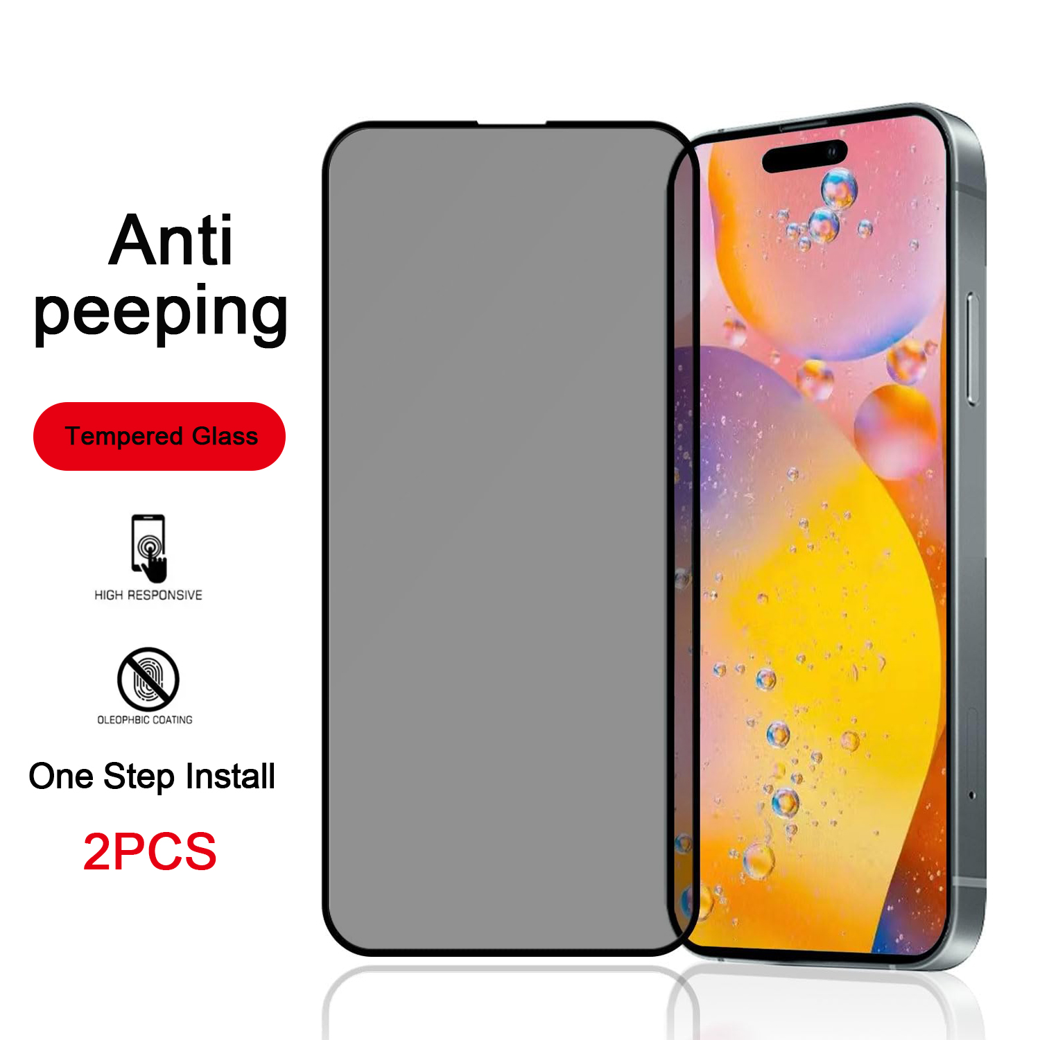 Easy Installation screen protector 16pro 15 14 13 12pro 3D Anti peeping glass is for iPhone tempered film privacy (2pcs)