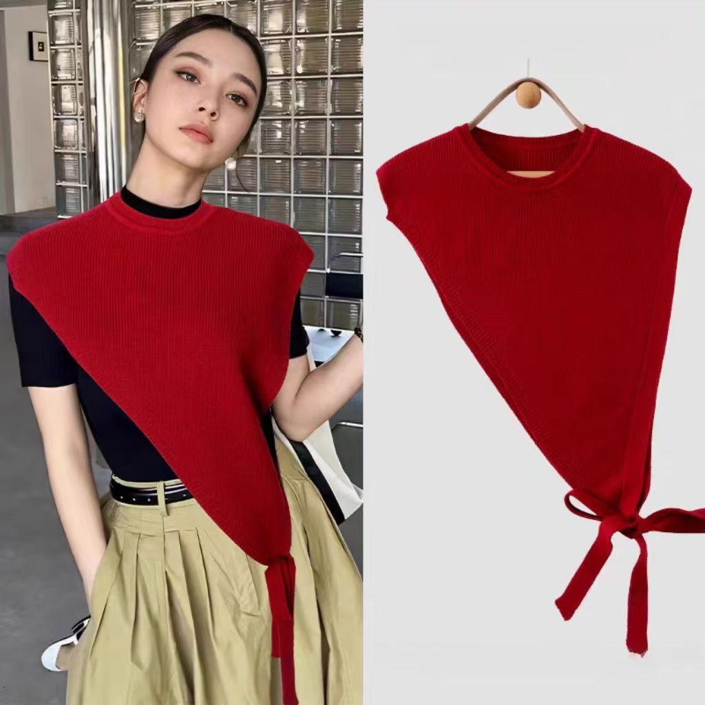 K768 2024 autumn and winter new scarf women's shawl high-end retro niche design triangle knitted shawl with vest