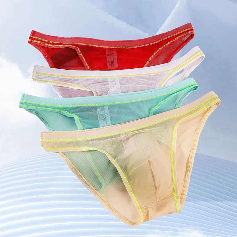 Mens Sexy Briefs Transparent Mesh Seamless Underwear Low-Rise Ultra-Thin Sheer Male Panties mens sexy underwear J250516