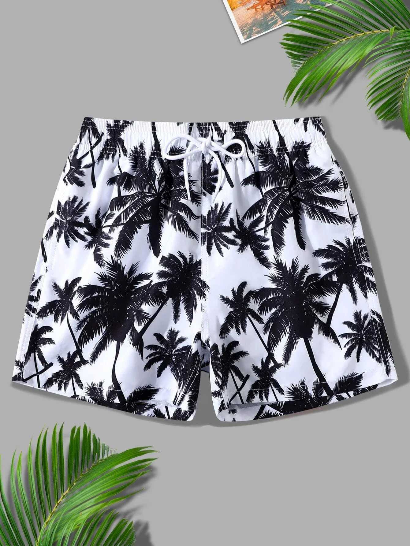 Mens 3d Coconut Tree Printed Swimsuit Swimming Shorts Summer Soft And Breathable Polyester Beach Shorts Surfing Shorts J250515LFT1