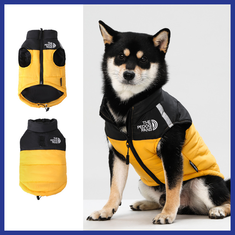 Dog Winter Coat with Leash D-ring, Dog Jacket Clothes with Zipper on Chest, Waterproof Windproof Warm Vest, Reflective Cold Weather Coats, for Small M