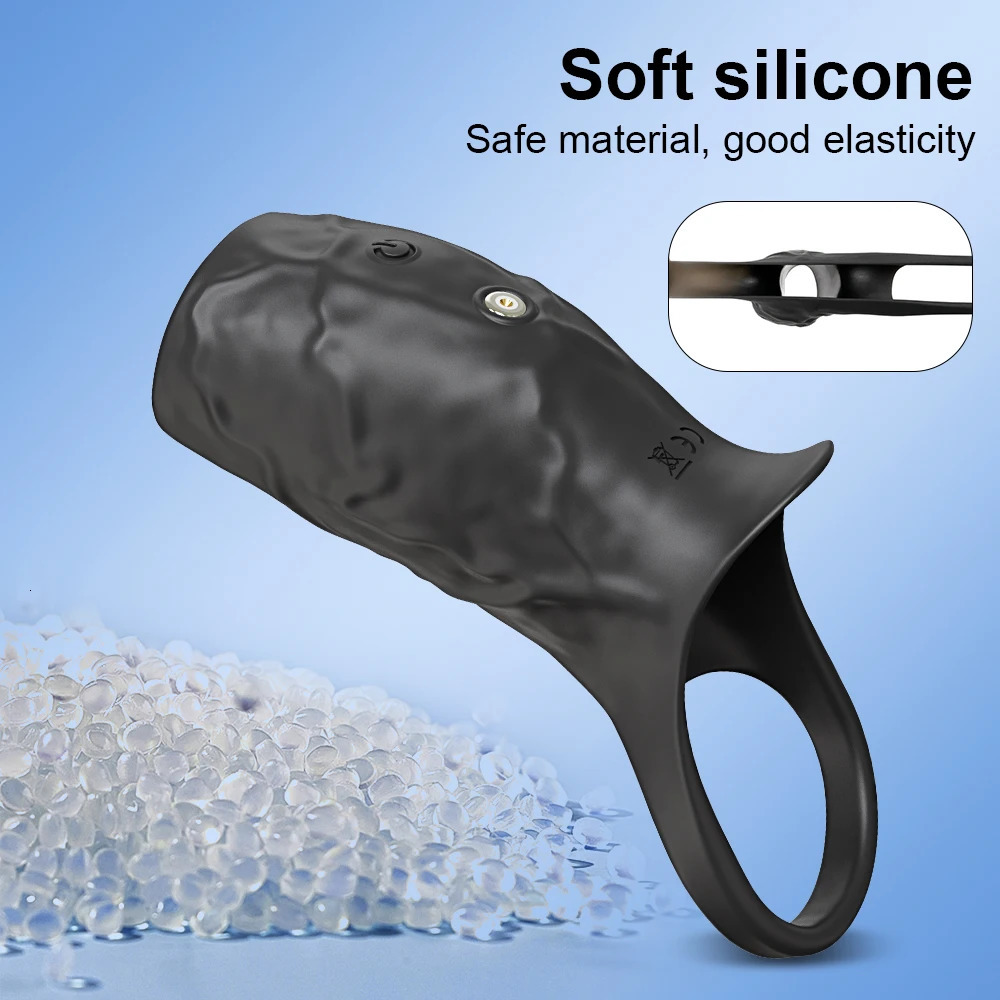 Vibrating Penis Sleeve Ejaculation Delay Vibrator Cock Ring Extender G Spot Stimulation Sex Toys for Men Adult Goods 250519