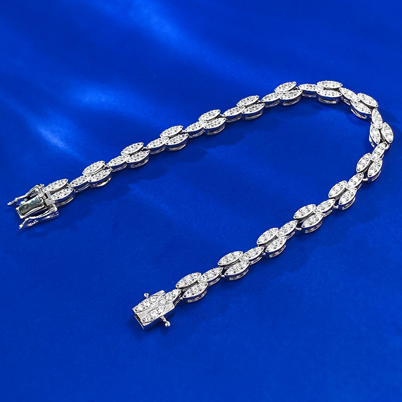 New 925 Sterling Silver Hip Hop Cuban Link Full Diamond Tennis Bracelet for Couples Unique European American Design