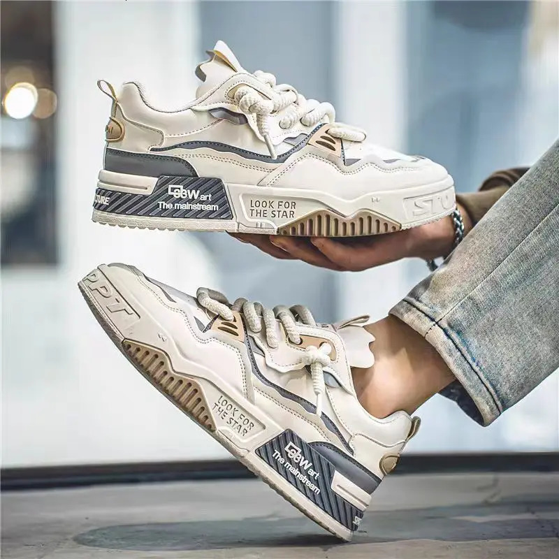 Mens thick soled casual shoes soft soles four seasons comfortable outdoor walking shoes flat shoes fashion youth board shoes 250515