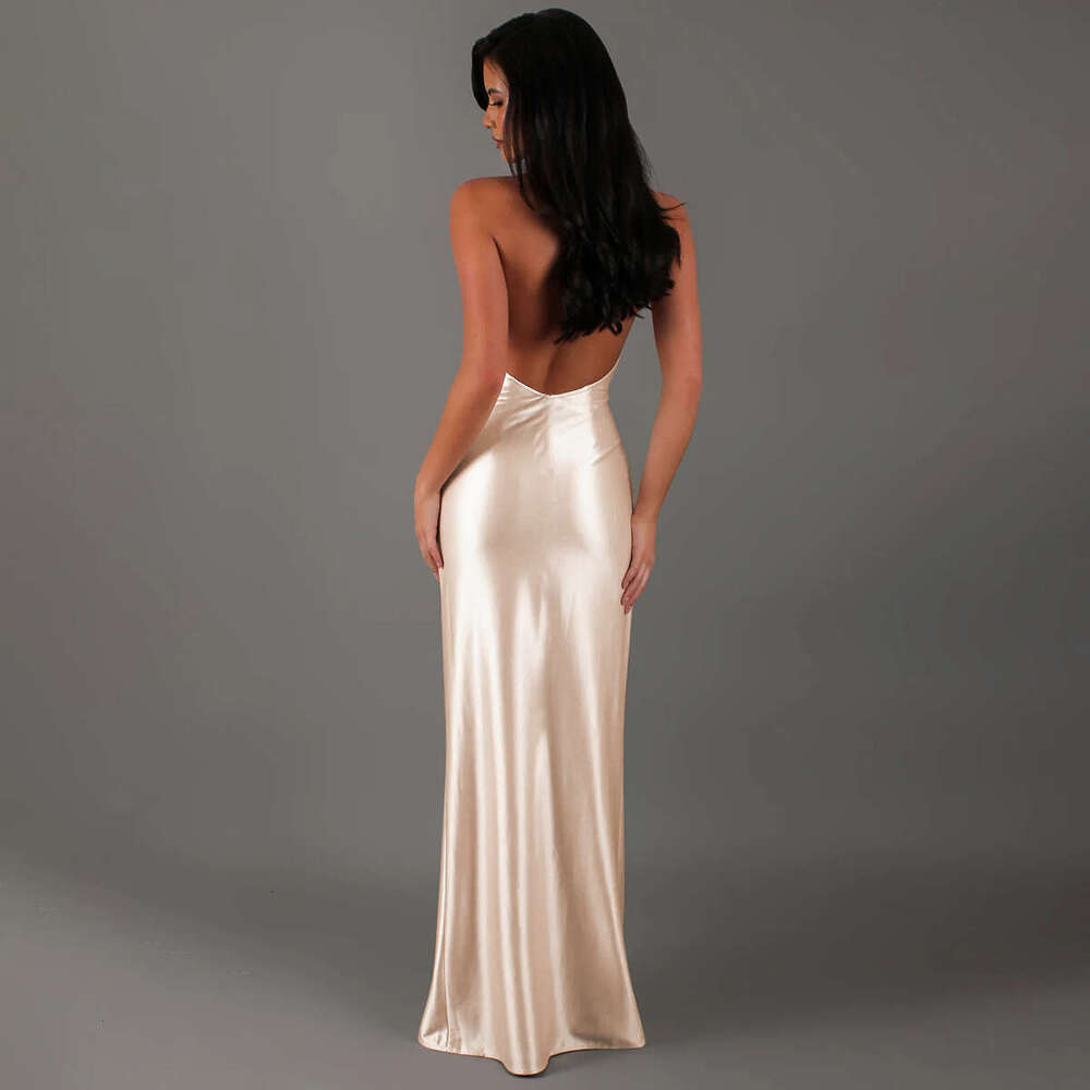Sheath Dress Hot Selling Women S Clothing New Product Fashionable And Sexy Deep V Hanging Neck Backless Ribbon Slit Dress For Women Summer Dress