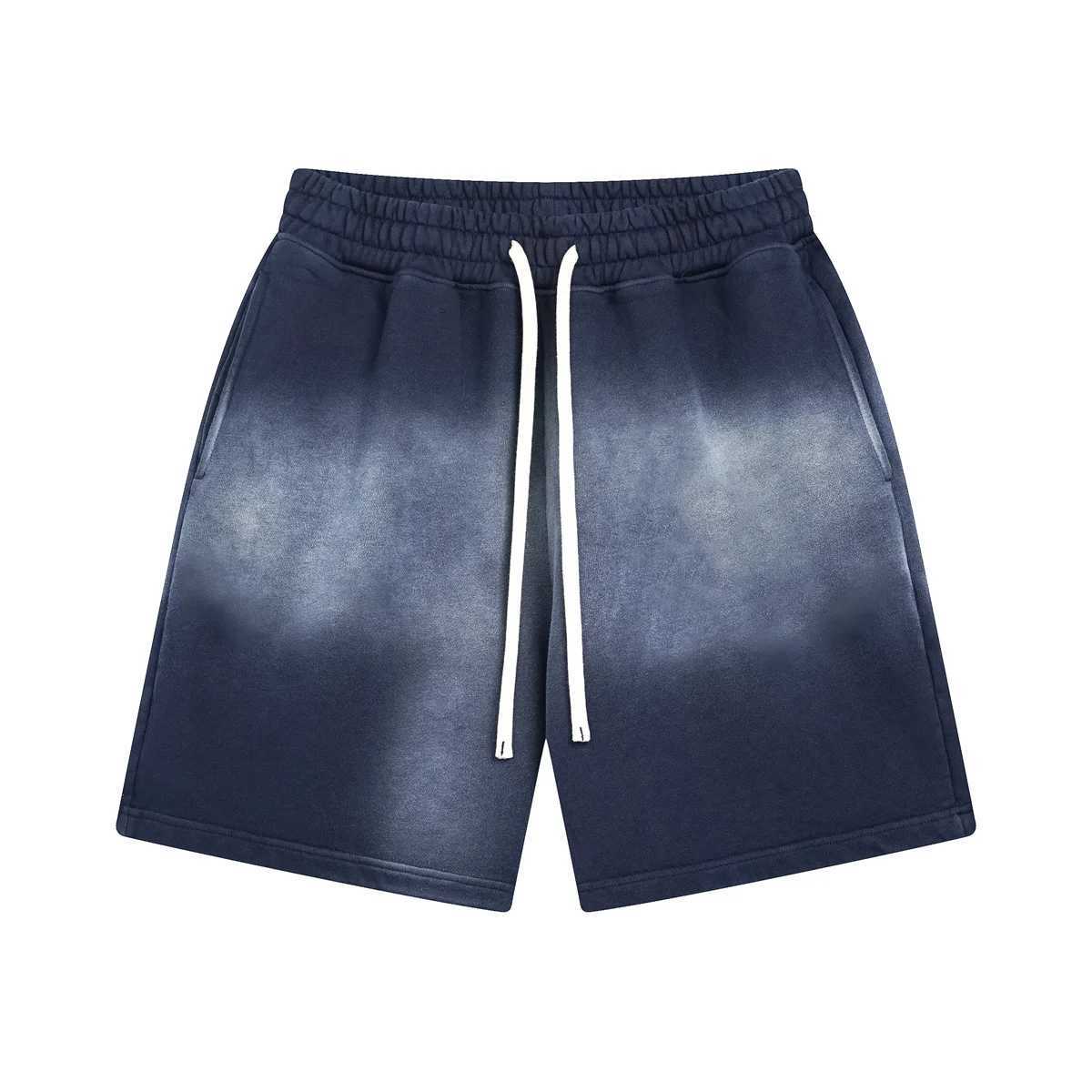2025 Spray Dyeing Vintage Original Mens Shorts Streetwear Trendy Washed Distressed Retro Pure Cotton Loose Shorts Y2k Tie-dyed J250515ECSP