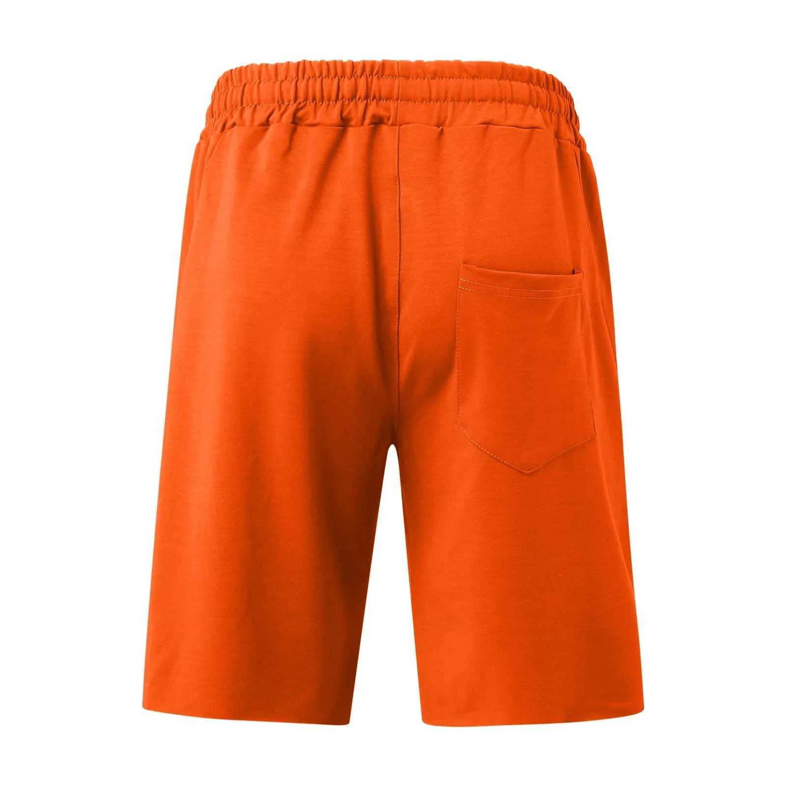 Beach Men Orange Shorts Loose Fashion Comfortable Summer Drawstring Five Point Pants Straight Jogging Streetwear Shorts Male J250515BMG0